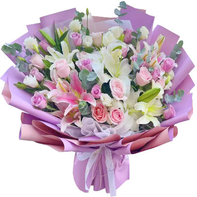楚雄20朵玫瑰混搭百合，爱情浪漫幸福