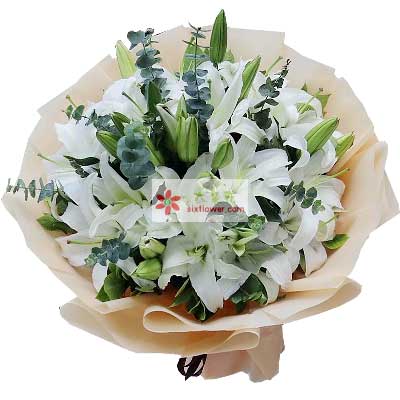 楚雄9支白色多头百合，祝福你幸福