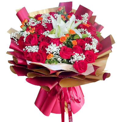 楚雄33朵红玫瑰百合，爱如同花般绽放